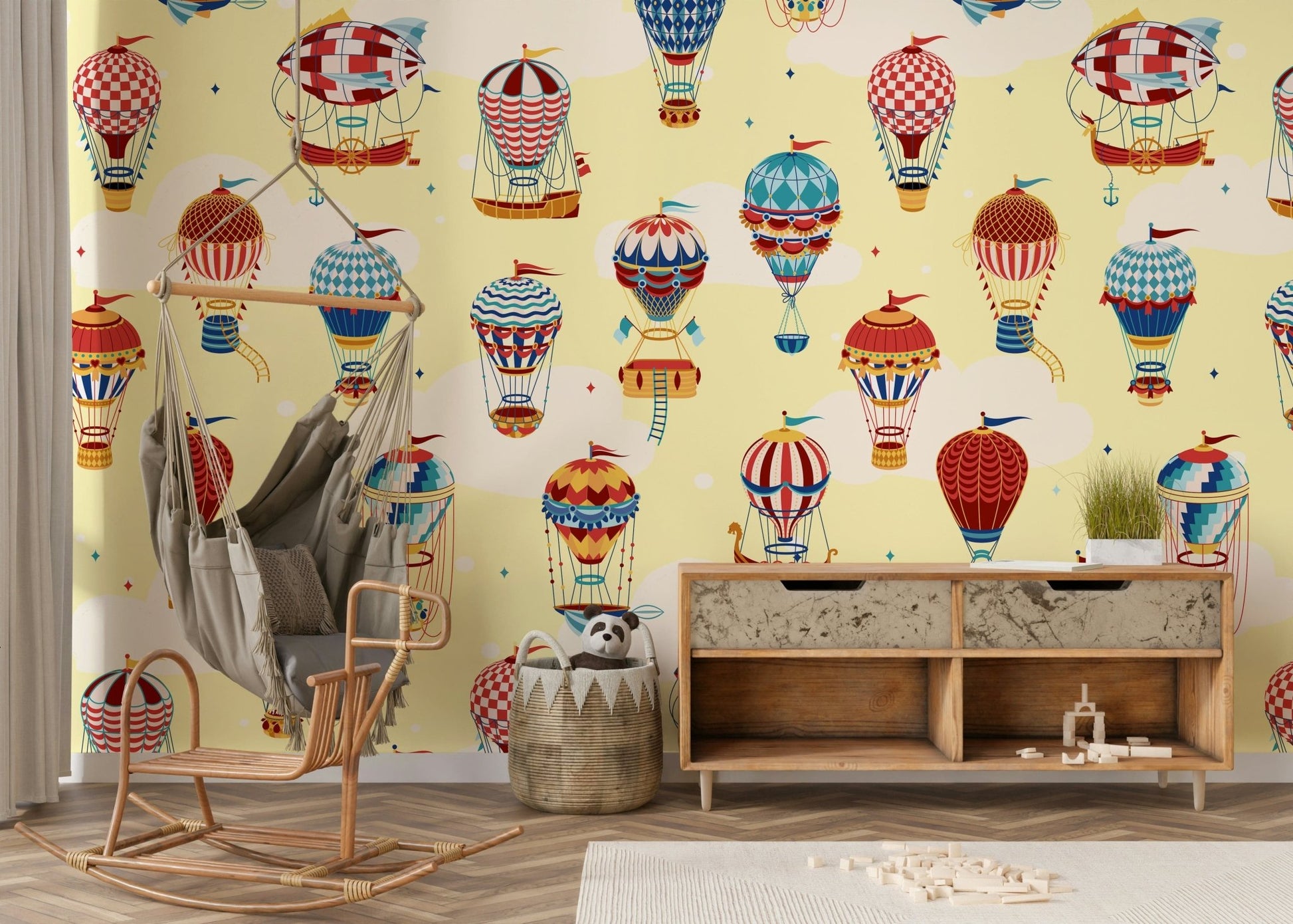 A peaceful modern abstract mural on decorative wallpaper., GD5719