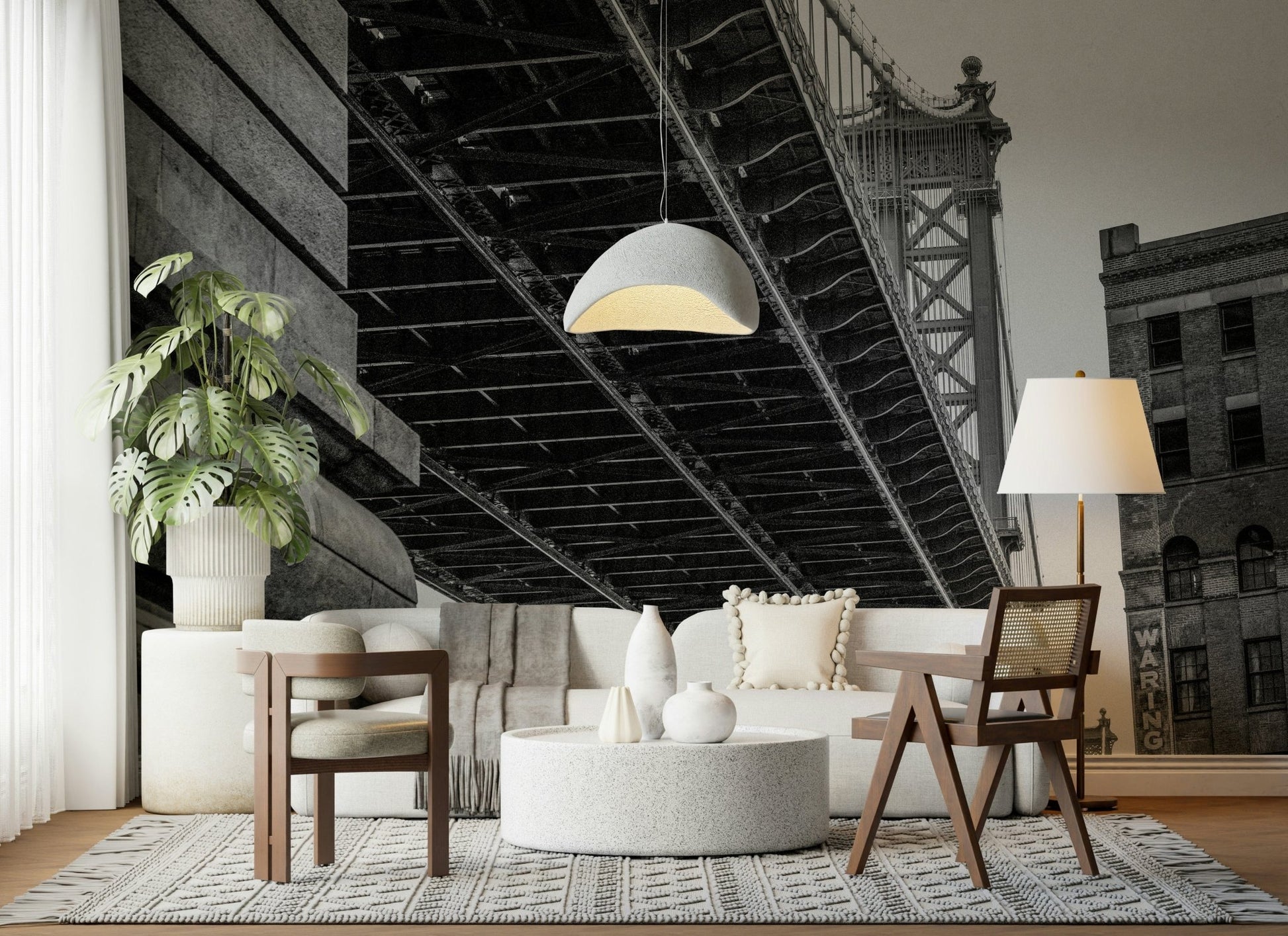 An artistic minimalist design mural for home decor.