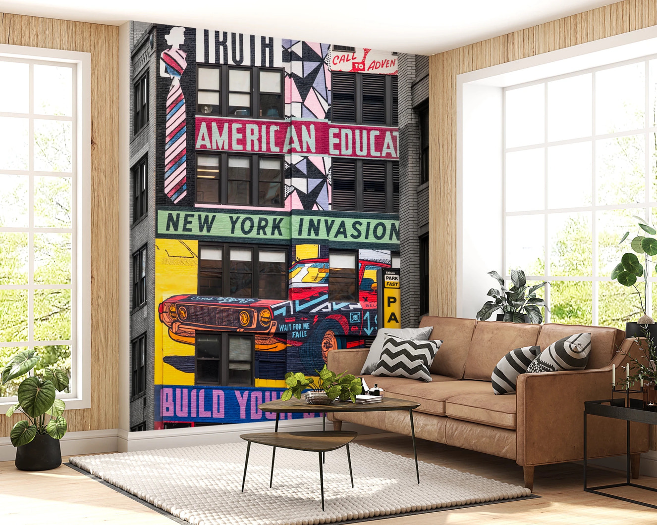 Urban Invasion mural bold city street theme wall