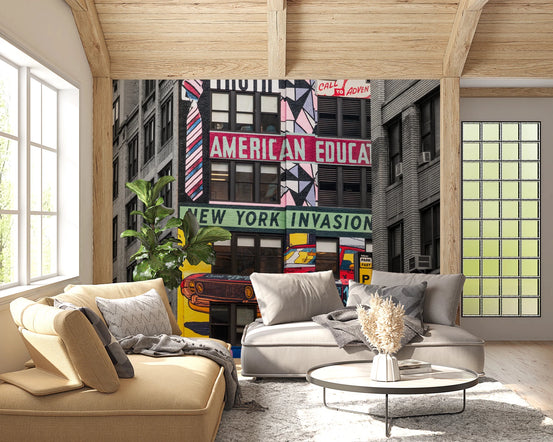 Urban Invasion wall mural city graffiti office wall, GD8298