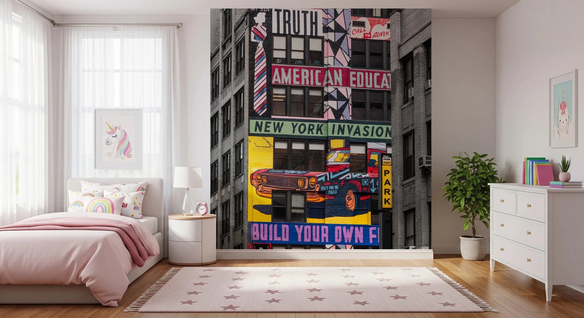 Urban Invasion wall mural colorful city graffiti