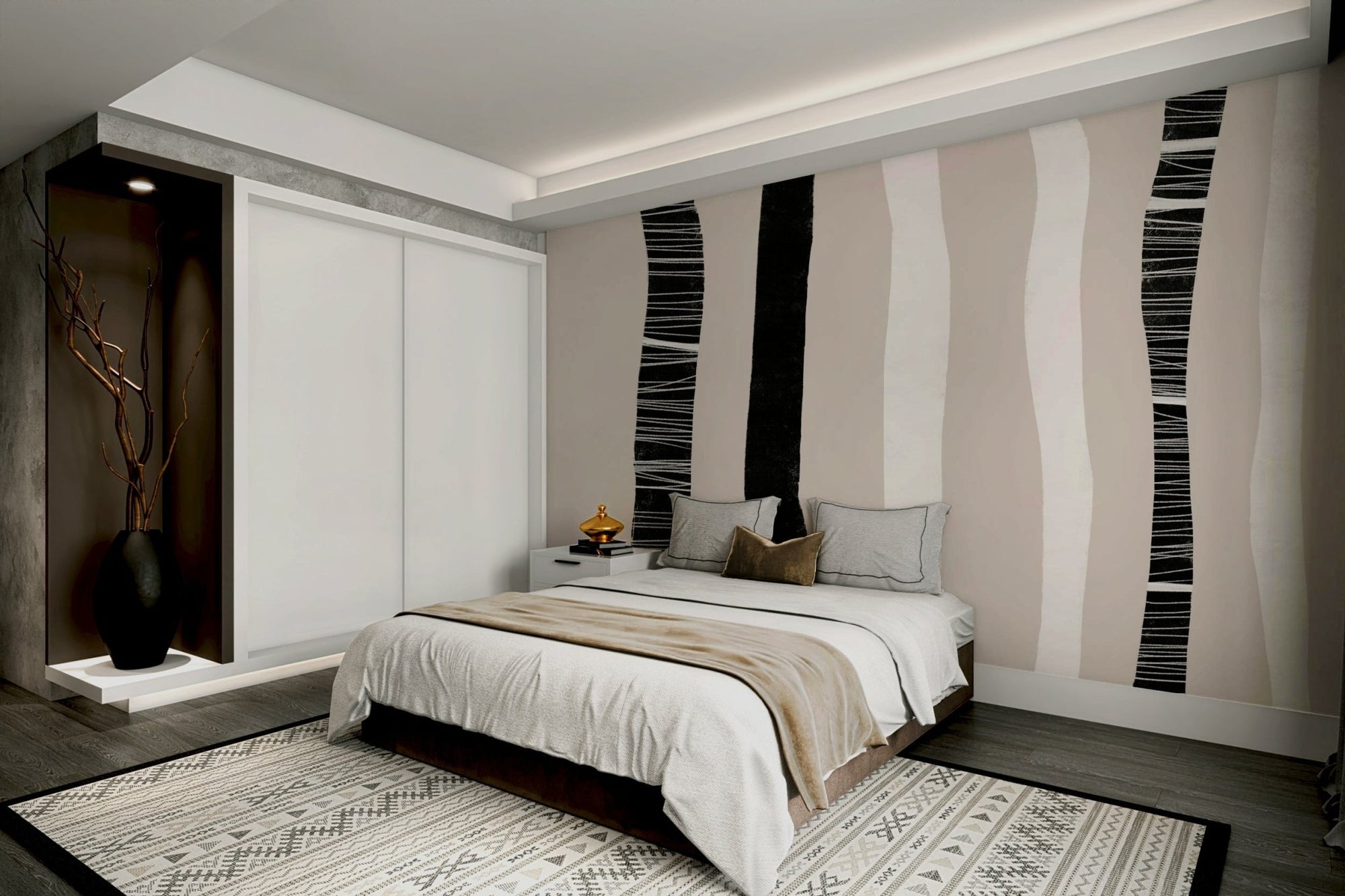 A beautiful birch forest wallpaper mural for a modern home., GD5167