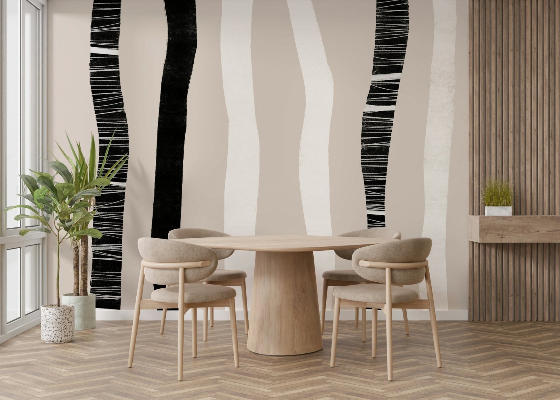 An artistic nature inspired mural for home decor.

