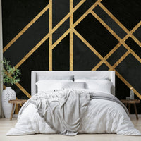 Symmetrical black Art Deco wallpaper mural

