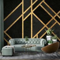 Geometric Art Deco mural in urban style

