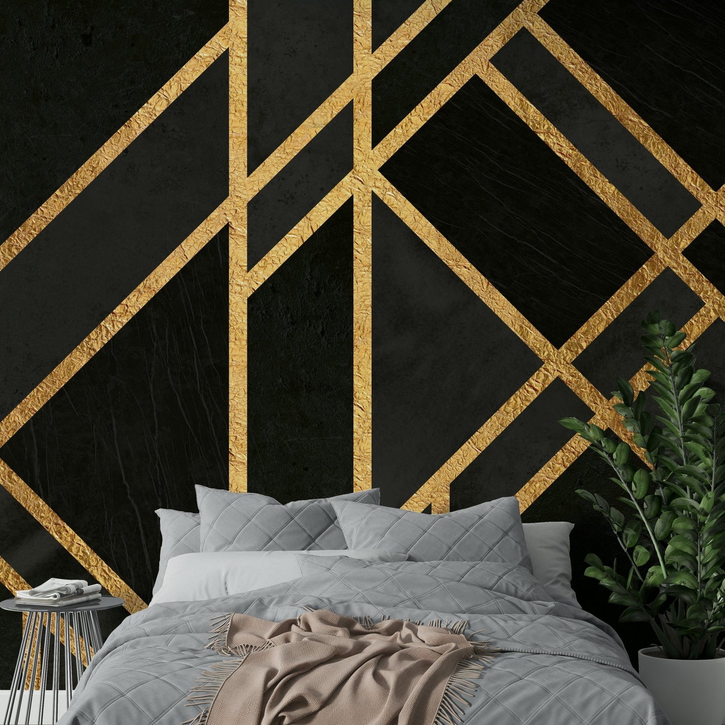 Bold black Art Deco wallpaper for walls


