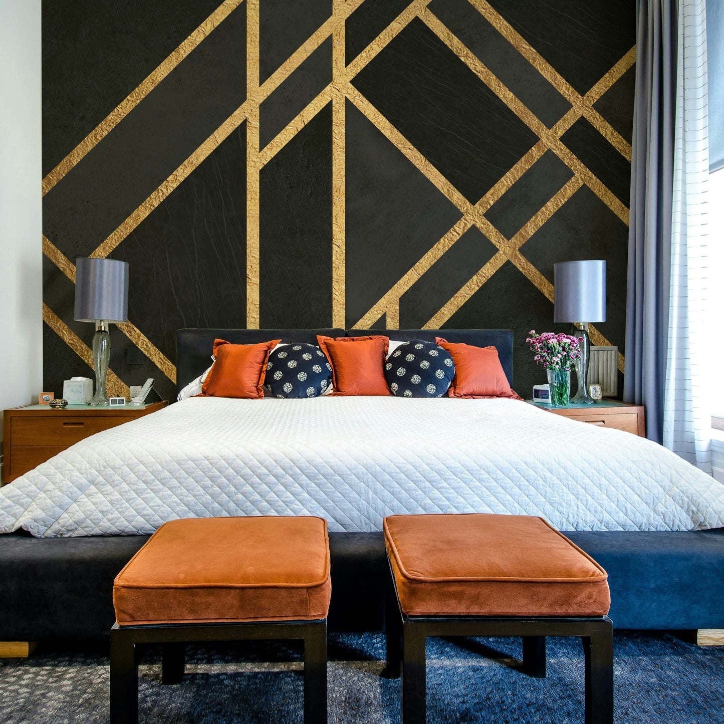 Modern Art Deco wallpaper with city influence

