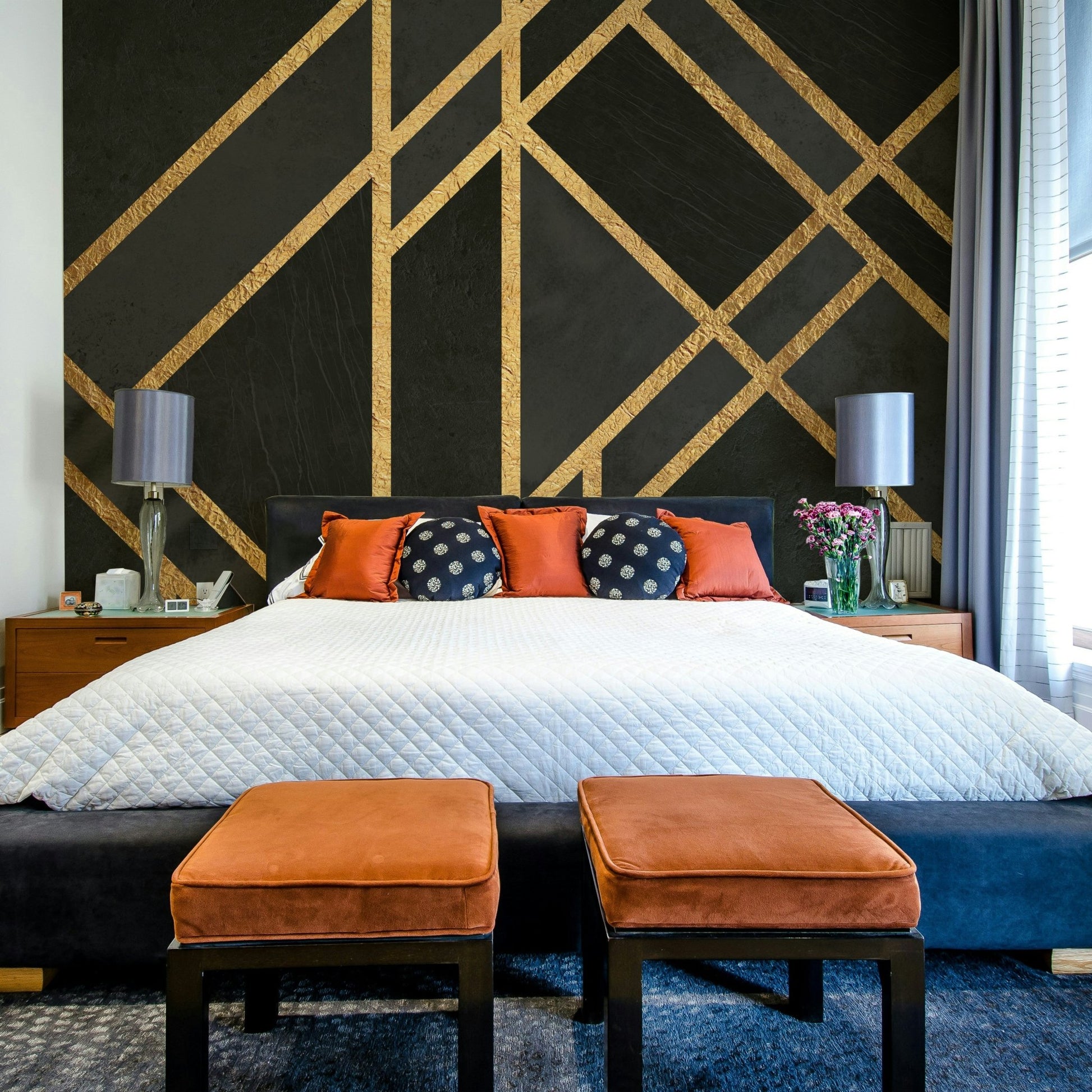 Modern Art Deco wallpaper with city influence

