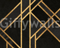 Black wallpaper mural with urban architecture vibe

