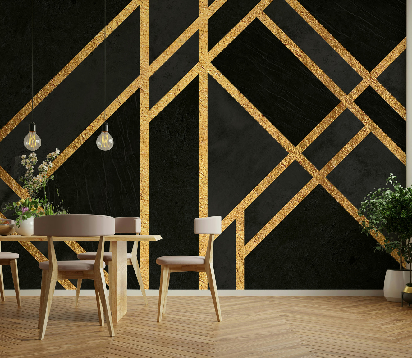 Urban black Art Deco design wall mural

