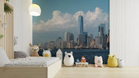 Cityscape and water wallcovering
