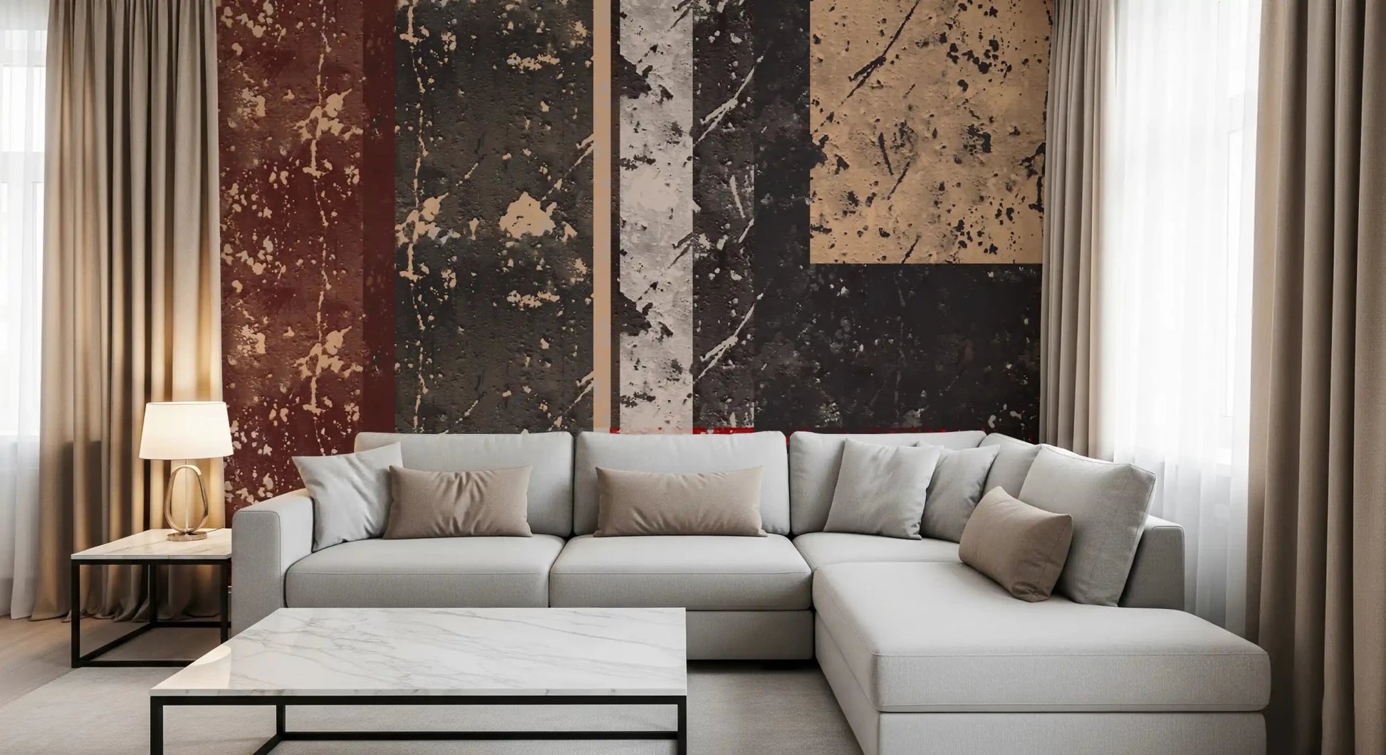 Distressed paint effects featured on this abstract wall muralGD9519