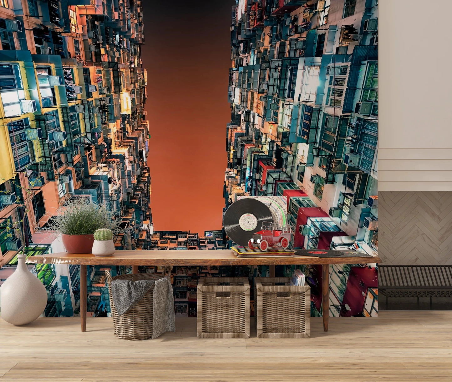 Modern architectural wall mural for a dramatic office feature wall