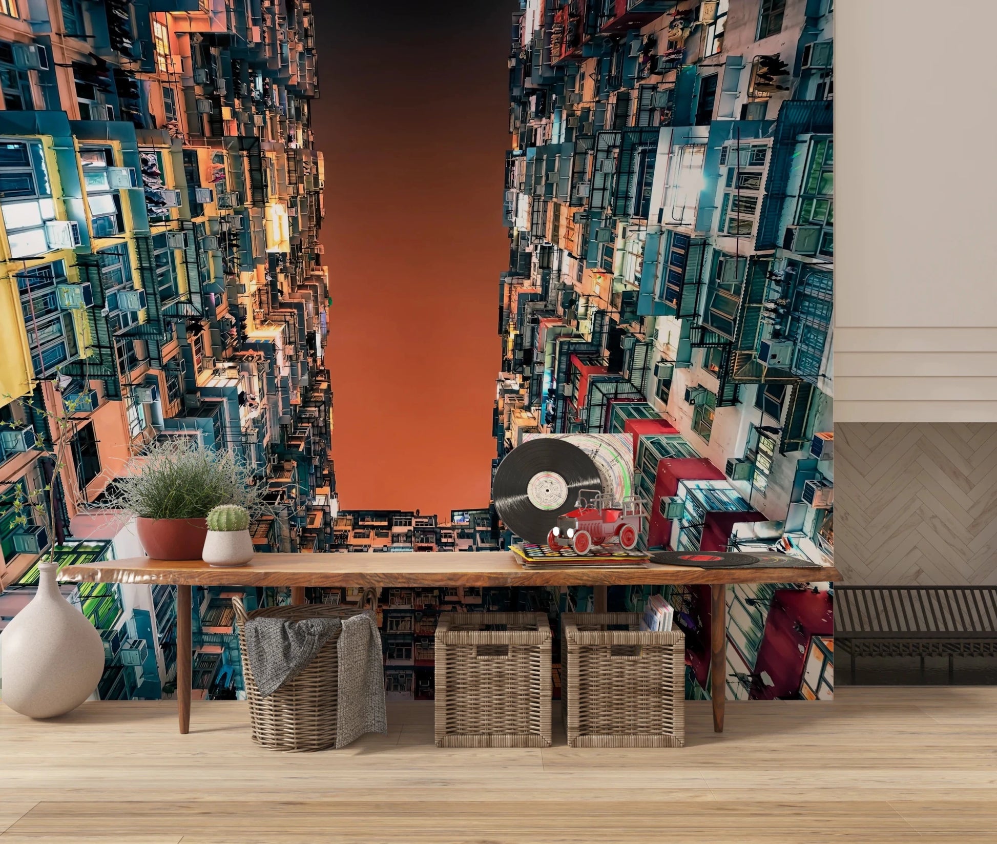 Modern architectural wall mural for a dramatic office feature wall