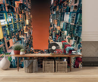 Modern architectural wall mural for a dramatic office feature wall