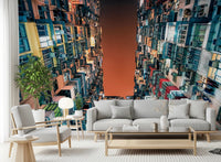 Urban Canyon Wall Mural for creating depth in a narrow hallway