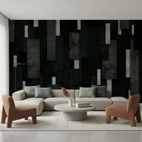 Office space featuring the dimensional Urban Charcoal and Silver Layers Wall Mural.