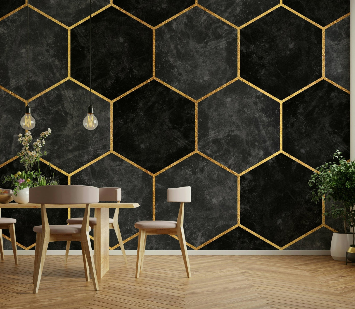 Urban Chic Charcoal Hexagon Wallpaper for Your Walls, GD1792