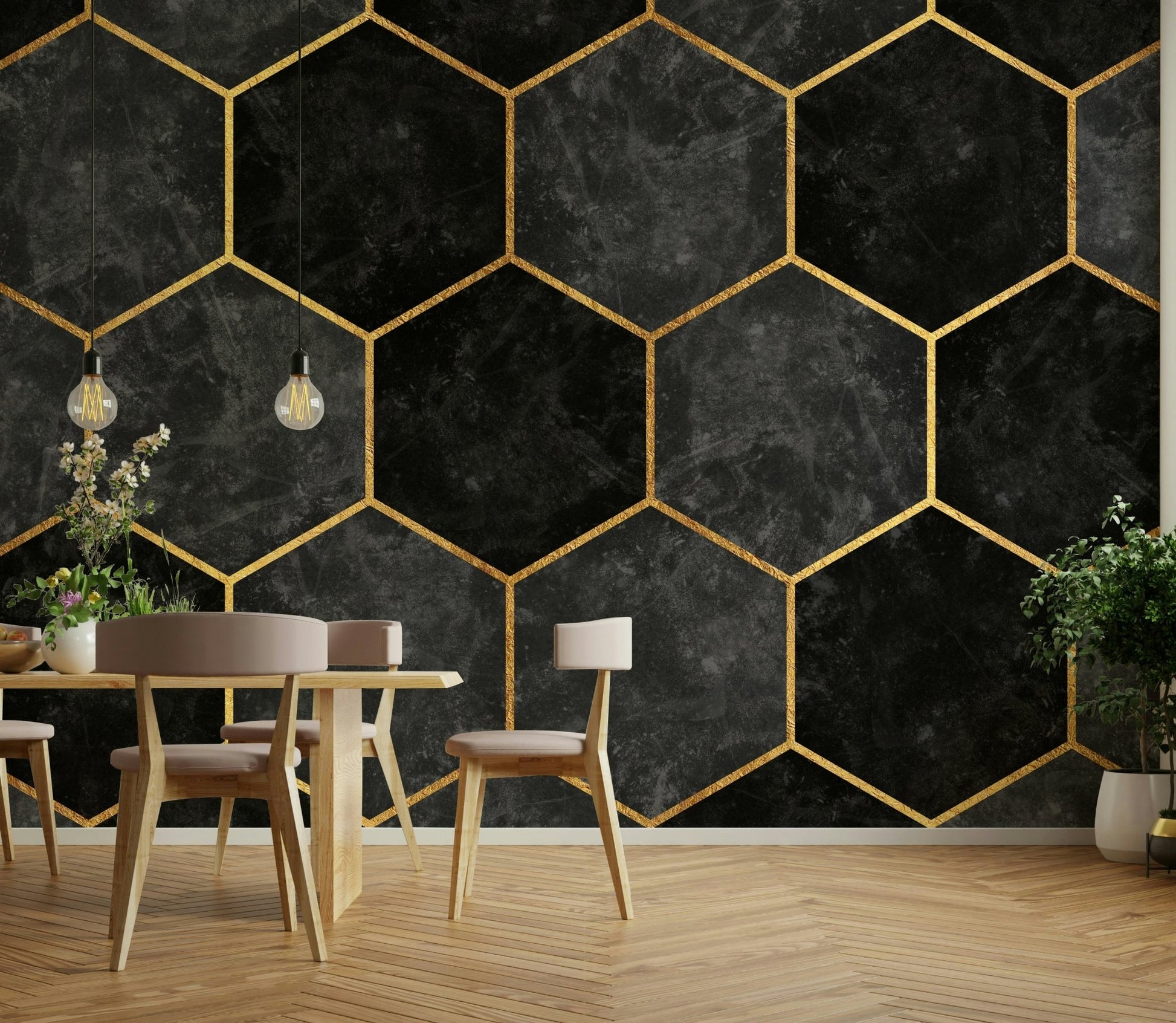 Urban Chic Charcoal Hexagon Wallpaper for Your Walls, GD1792