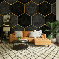 Charcoal Hexagon Pattern Wall Mural for Modern Homes, GD1792
