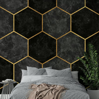 Urban Charcoal Hexagon Wall Mural for Modern Interiors, GD1792