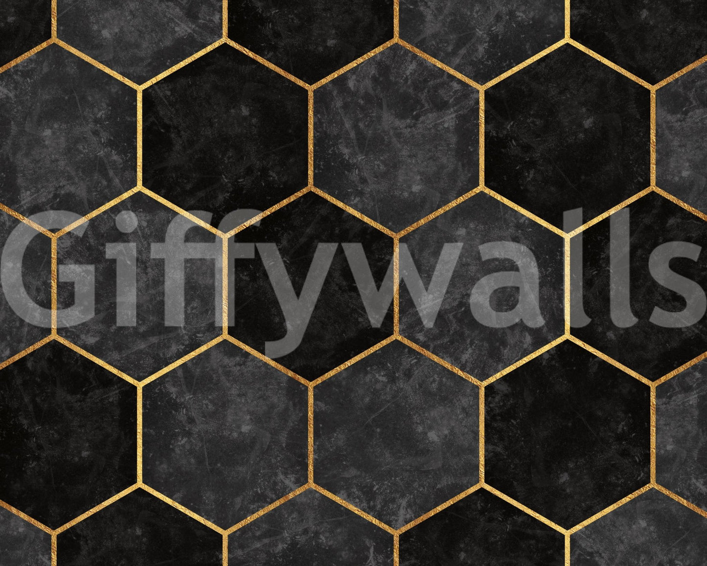 Elegant Charcoal Hexagon Wall Mural for Urban Spaces, GD1792
