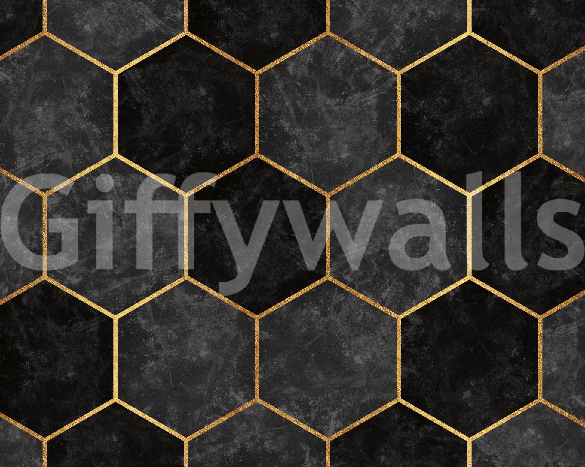 Elegant Charcoal Hexagon Wall Mural for Urban Spaces, GD1792