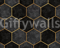 Elegant Charcoal Hexagon Wall Mural for Urban Spaces, GD1792