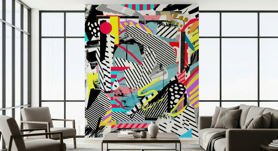 Urban Collage Wall Mural showcasing vibrant city street art styles GD5424