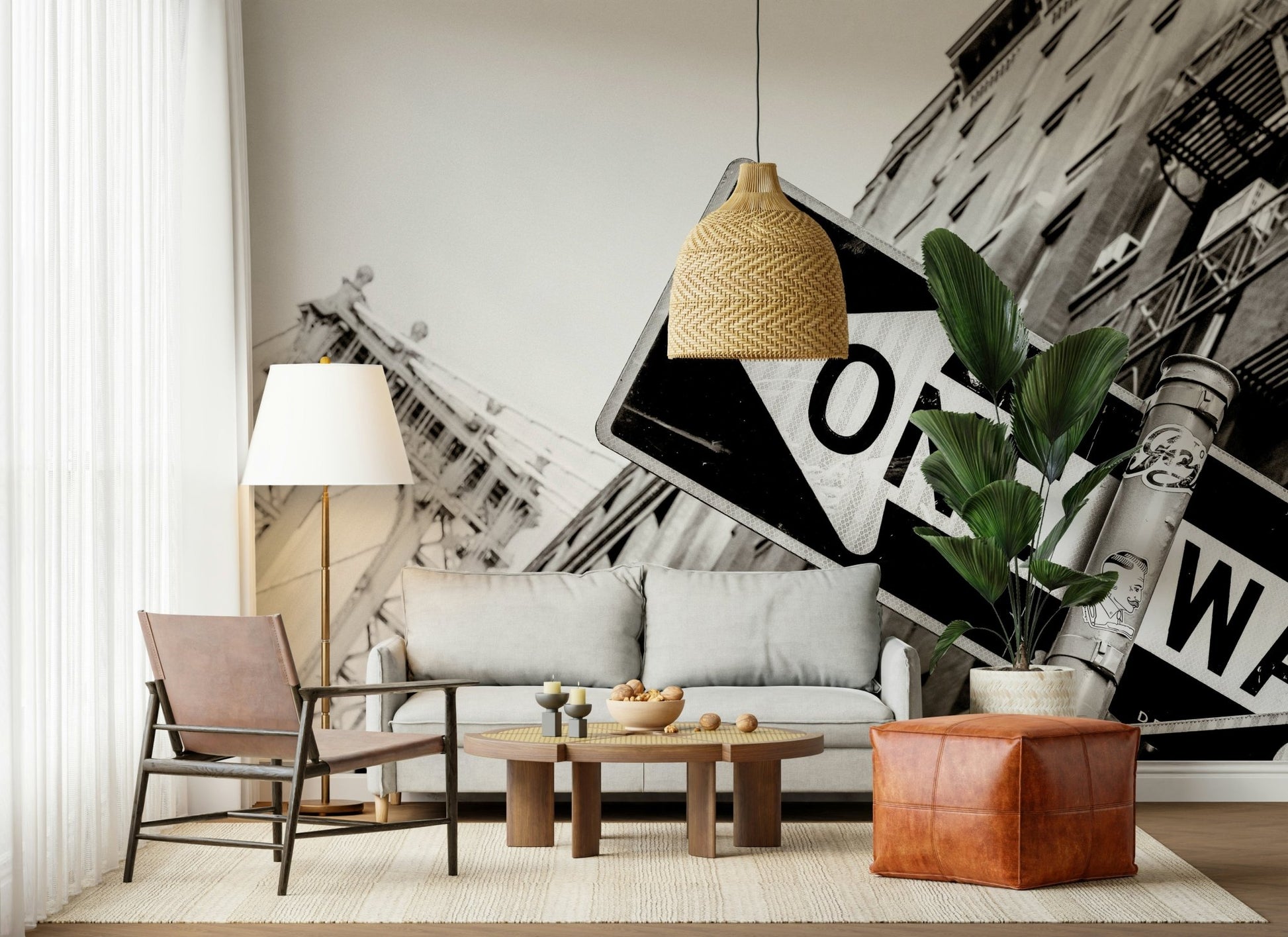 A contemplative gentle design wallpaper mural for a feature wall.