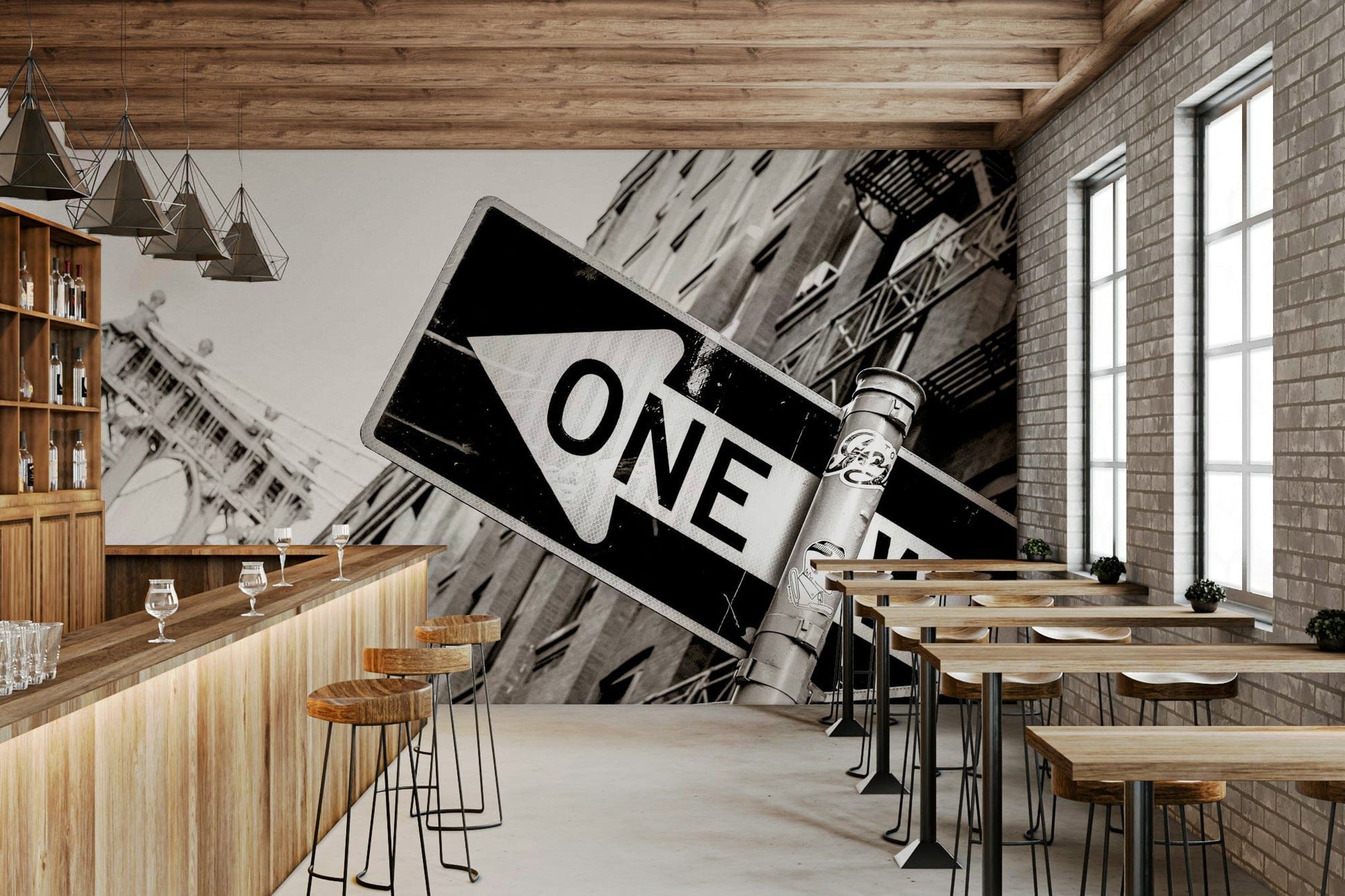 An artistic minimalist form mural for home decor.