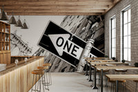 An artistic minimalist form mural for home decor.