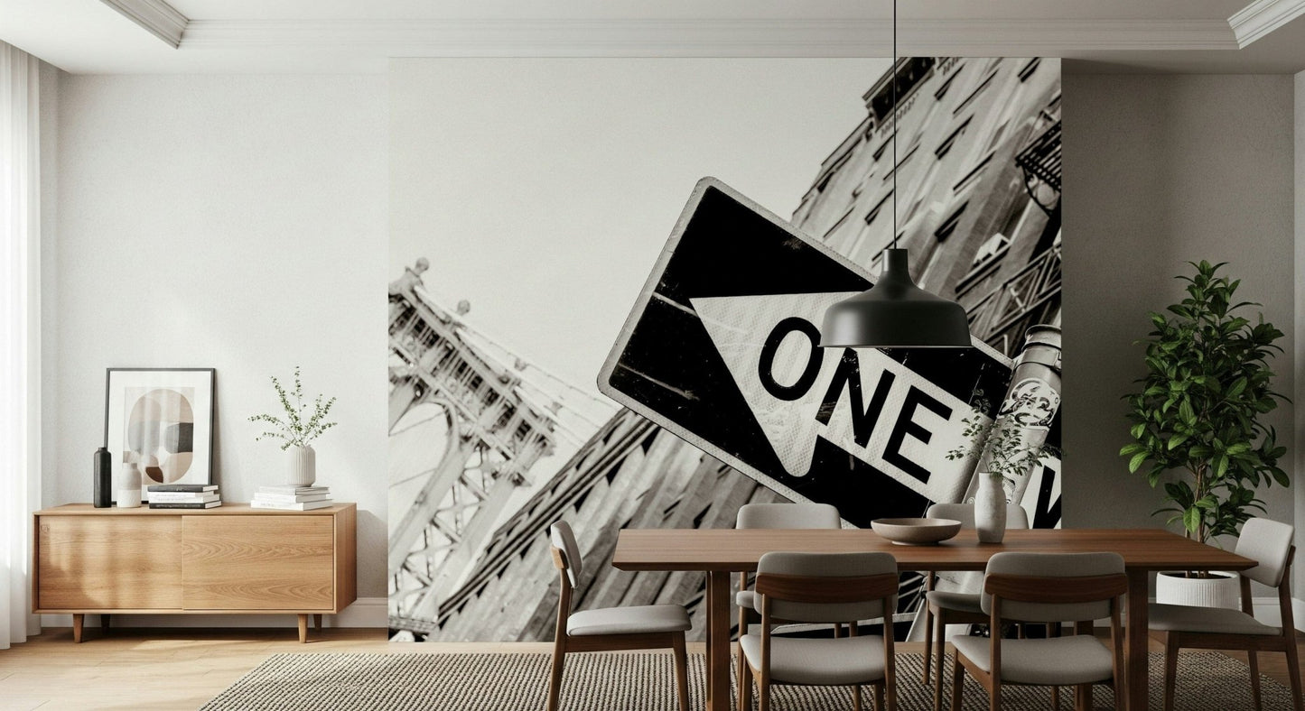 A calming abstract design wallpaper mural that defines a space.