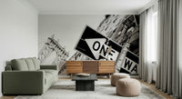A serene urban scene wall mural for your decor.