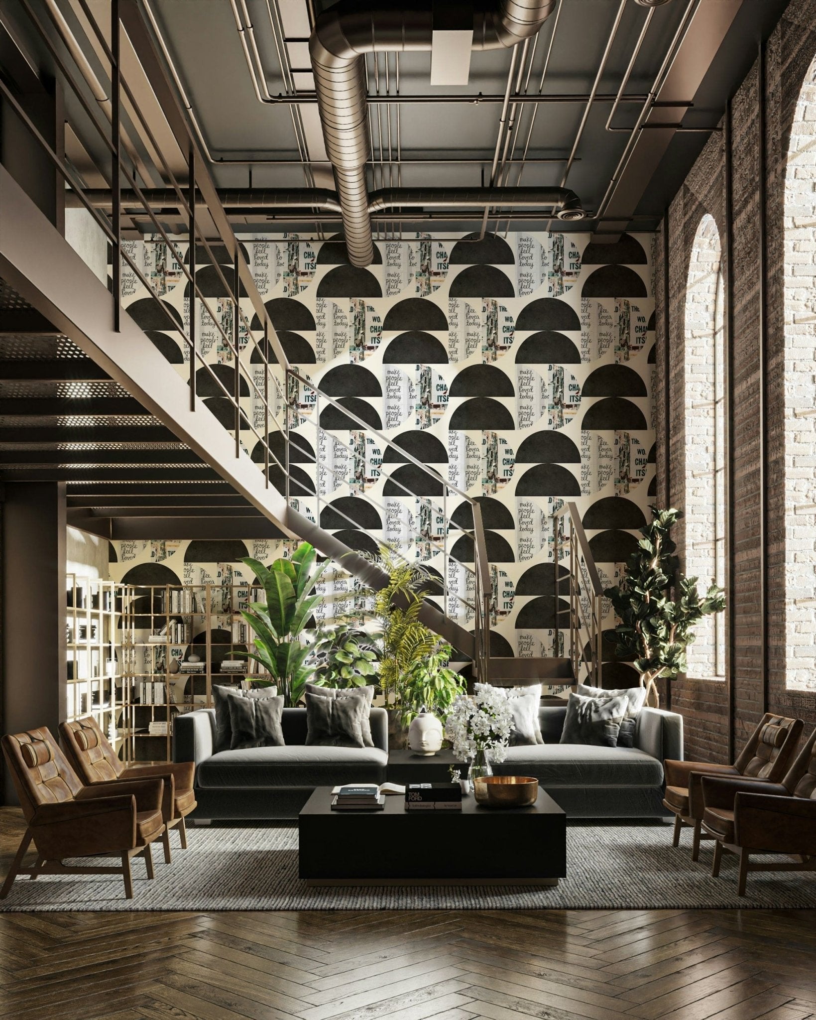 Modern grunge text style mural

