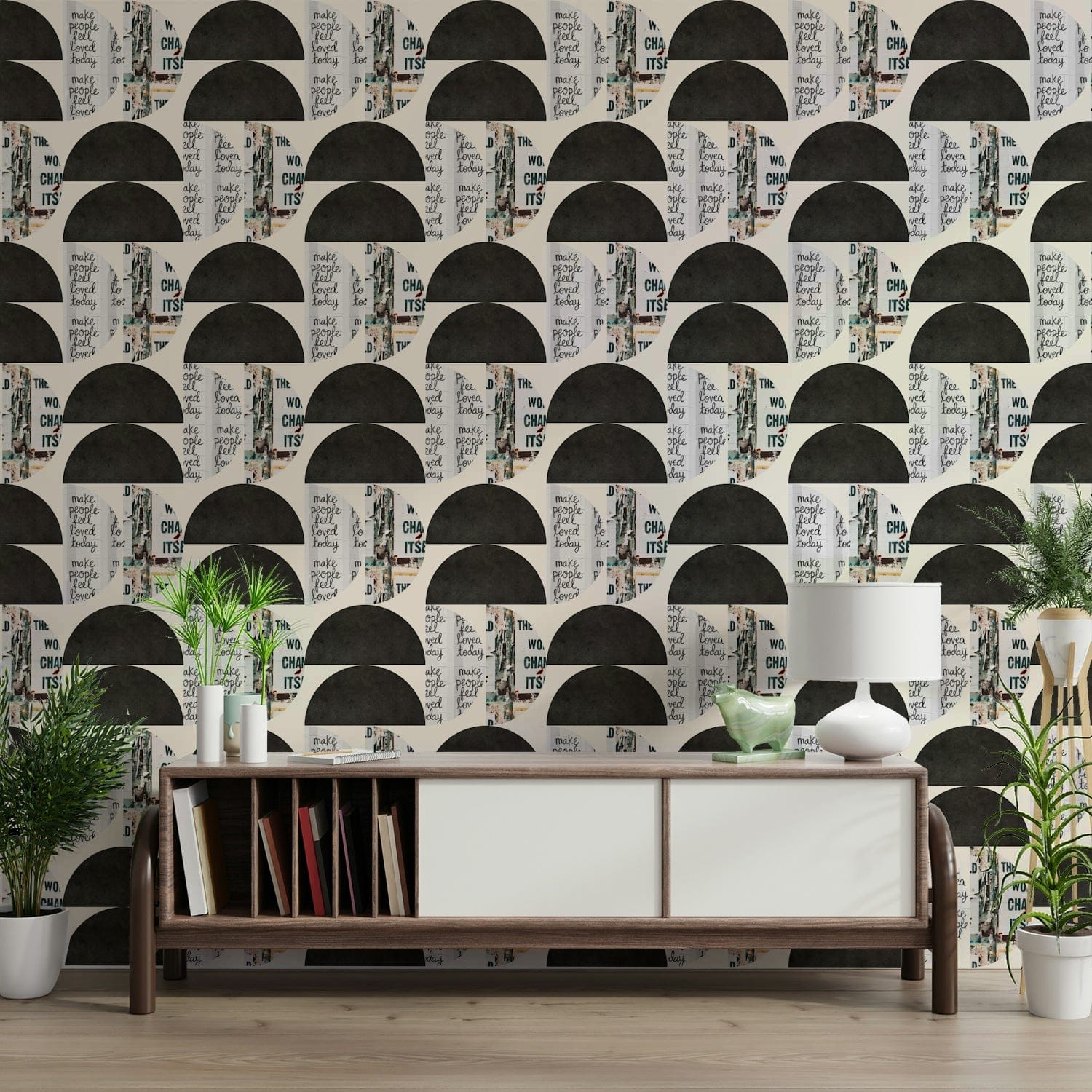 Black and white urban wall shapes

