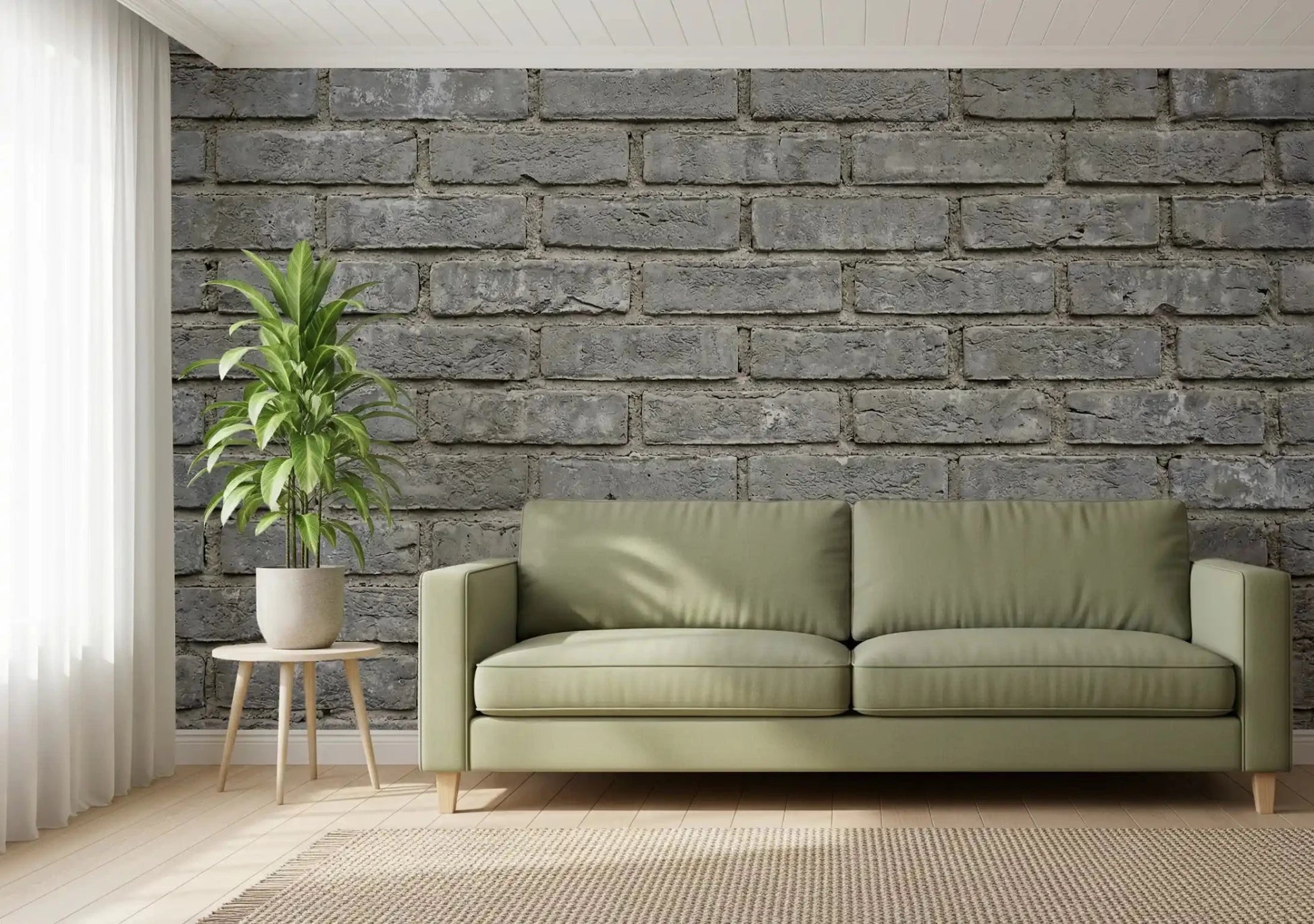 A worn gray surface marks this Urban Gray Brick Texture Wall Mural