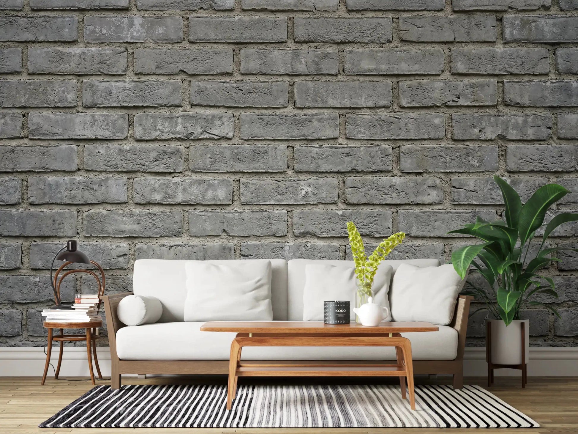 Soft gray blocks give the Brick Texture Wall Mural a natural finish