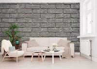 A clean masonry look shapes the Gray Brick Texture Wall Mural