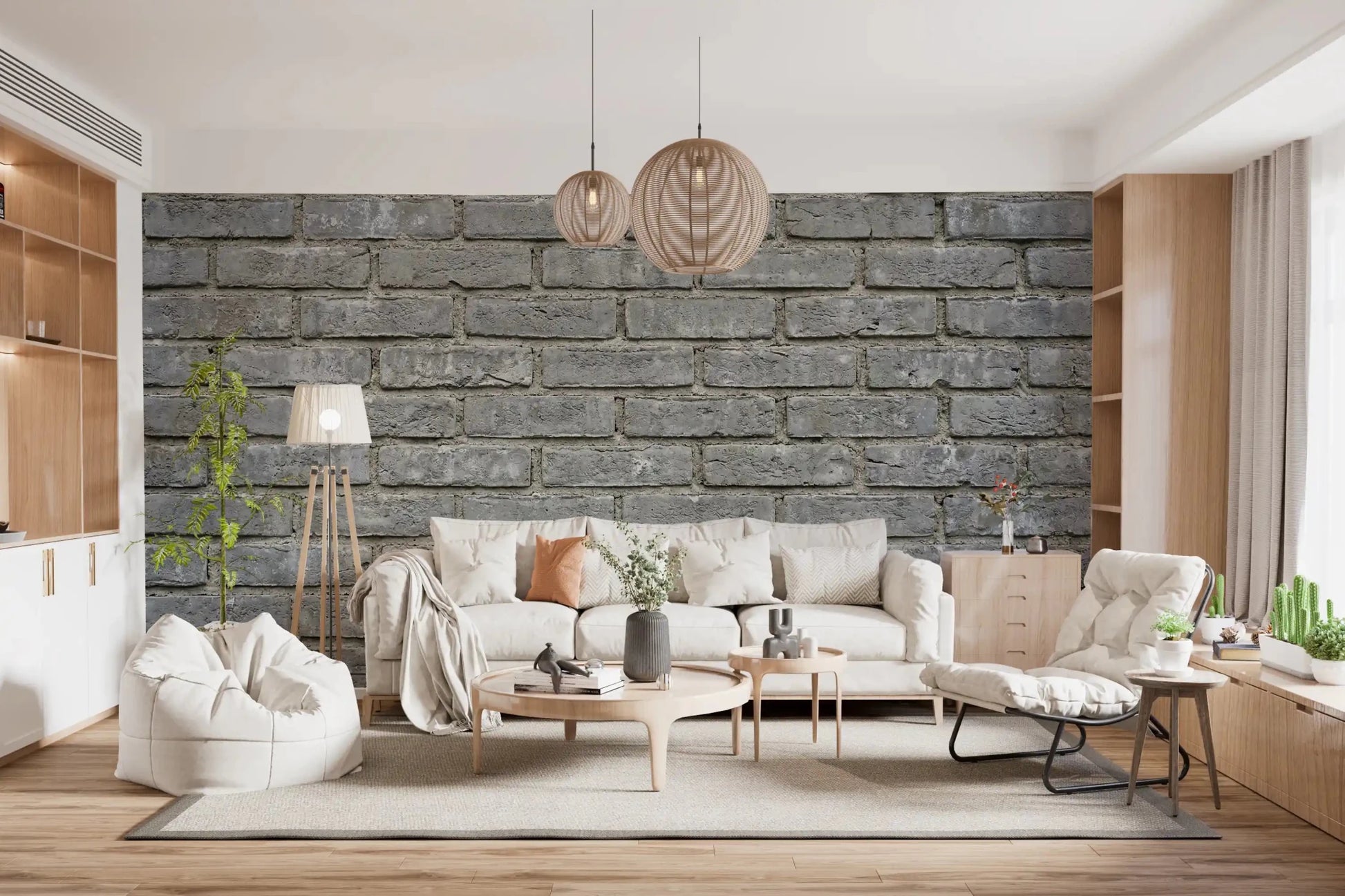 Weathered detail defines this Urban Gray Brick Wall Mural beautifully