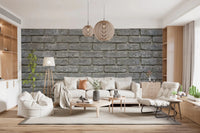 Weathered detail defines this Urban Gray Brick Wall Mural beautifully