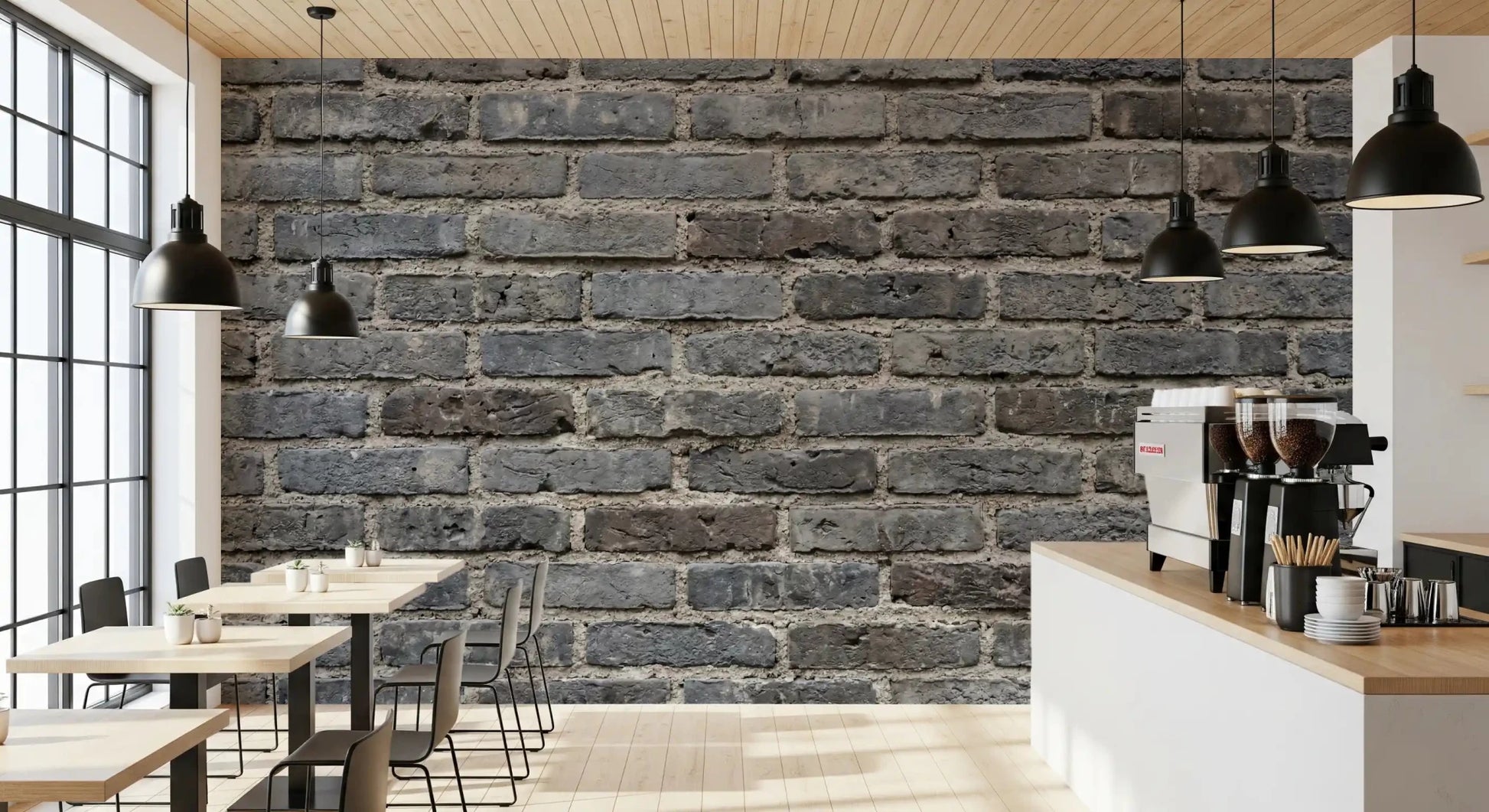 Muted gray blocks form the Urban Gray Brickwork Texture Wall Mural pattern, GD9434