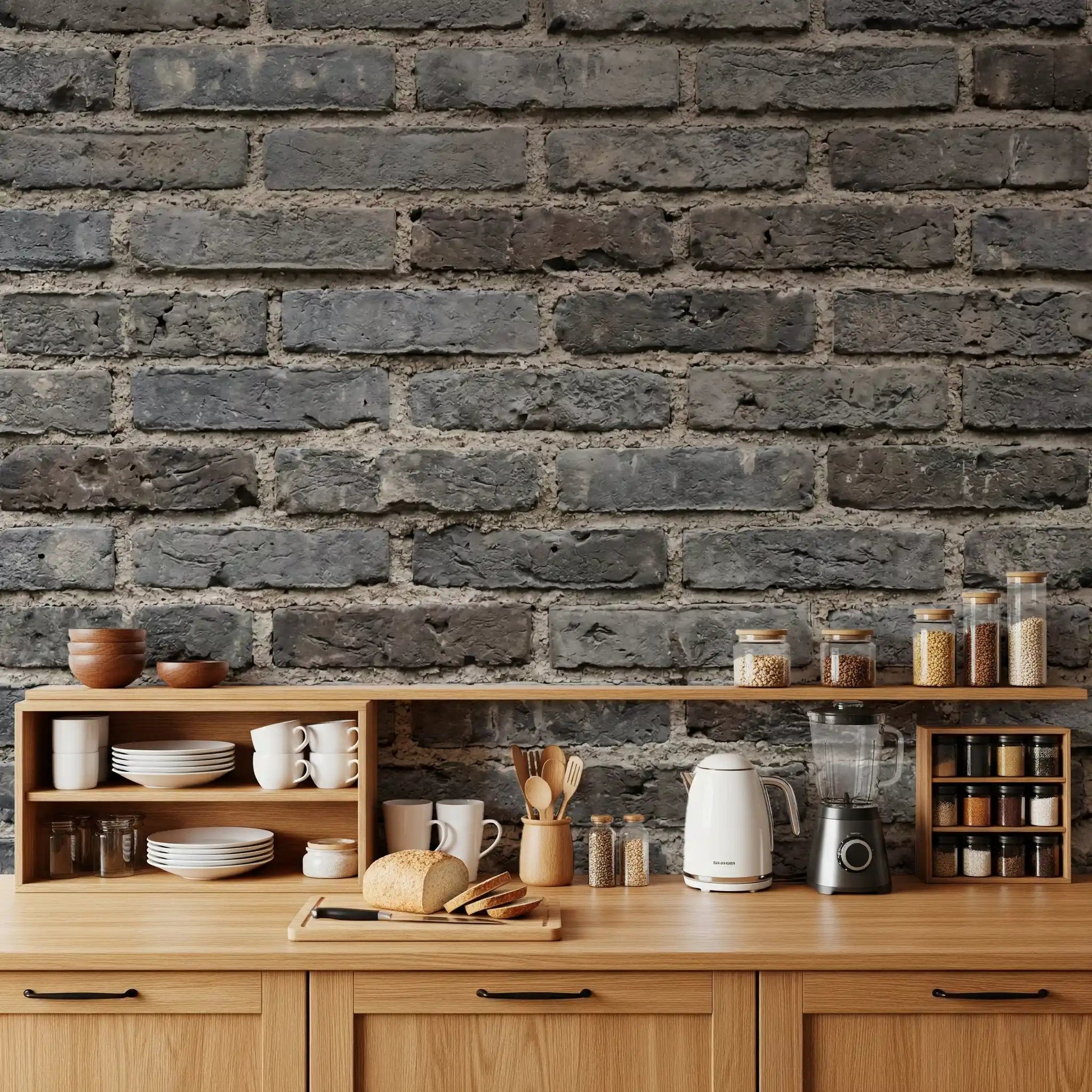 Realistic gray masonry defines Urban Gray Brickwork Texture Wall Mural, GD9434