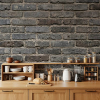 Realistic gray masonry defines Urban Gray Brickwork Texture Wall Mural, GD9434