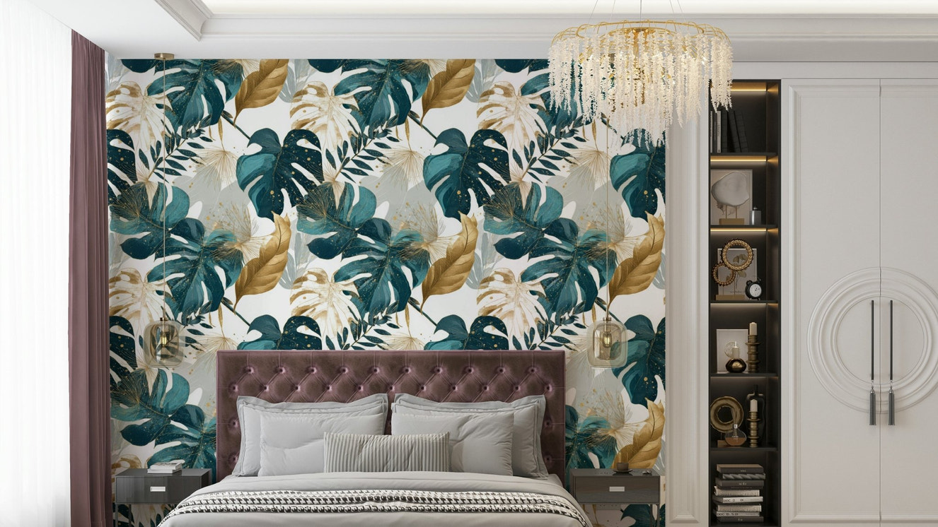 Urban Jungle Dream Wallpaper with dense tropical foliage

