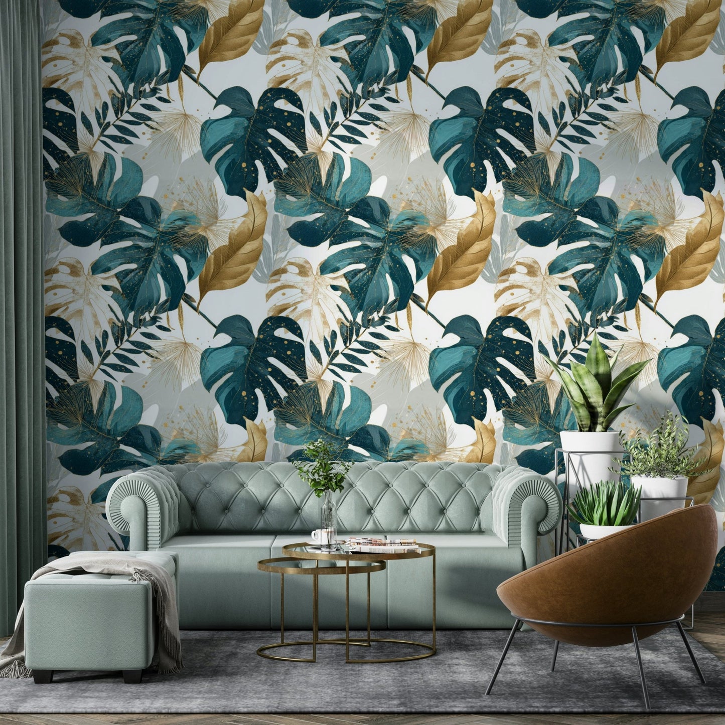 Living room styled with Urban Jungle Dream wallpaper

