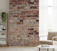 Weathered brick texture on the Urban Loft wallpaper for walls, full height view.