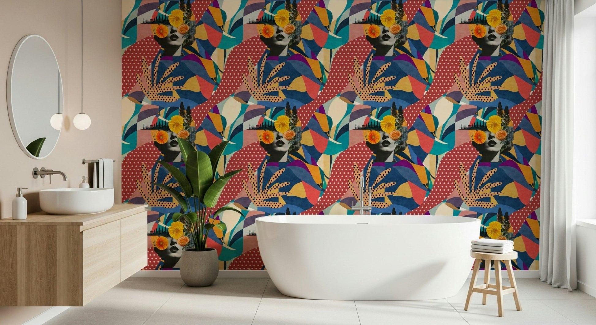 Textured Urban Muse wall mural in a minimalist dining area., GD7848