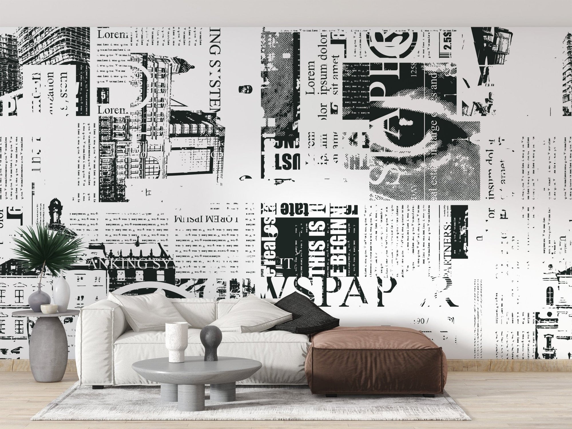 Urban newsprint wallpaper for bold decor, B393