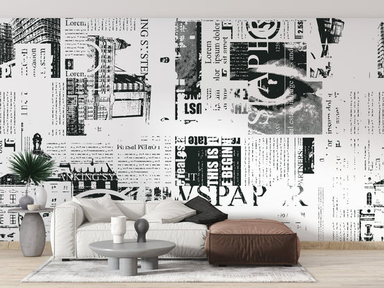 Urban newsprint wallpaper for bold decor, B393